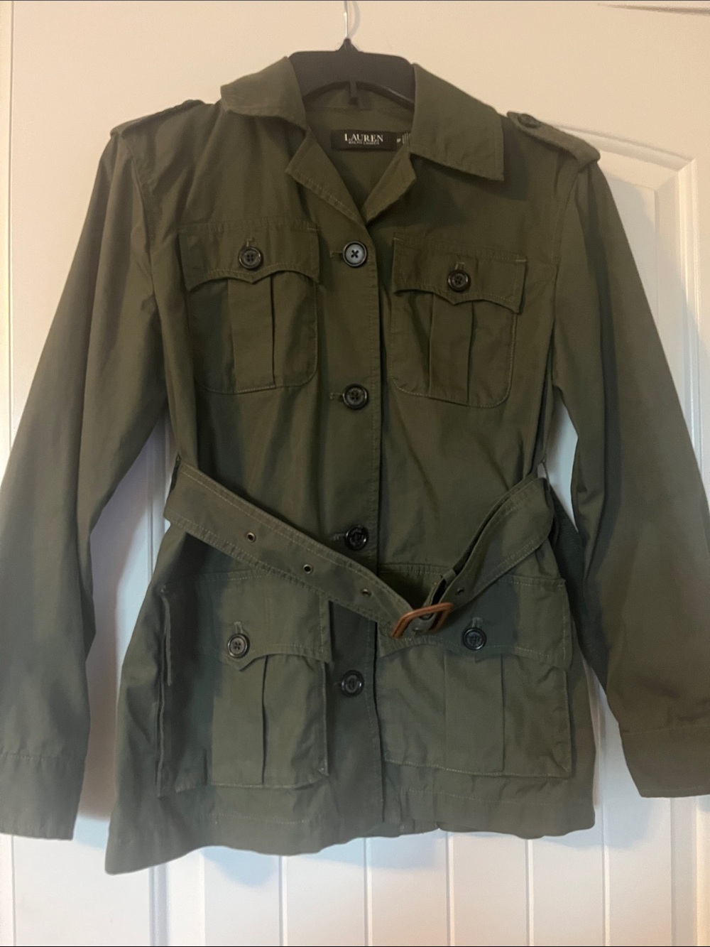 Lauren Olive Green Utility Jacket with Belt